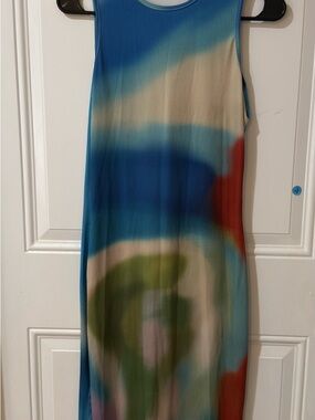 Abstract Multi-Color Sleeveless Maxi Dress